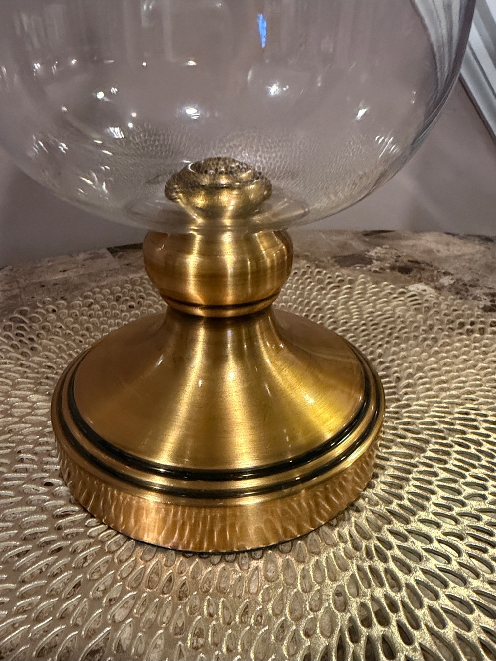 Decorative Glass Apothecary Jar with Gold-Finish Metal Top and Base - Picture 3 of 11